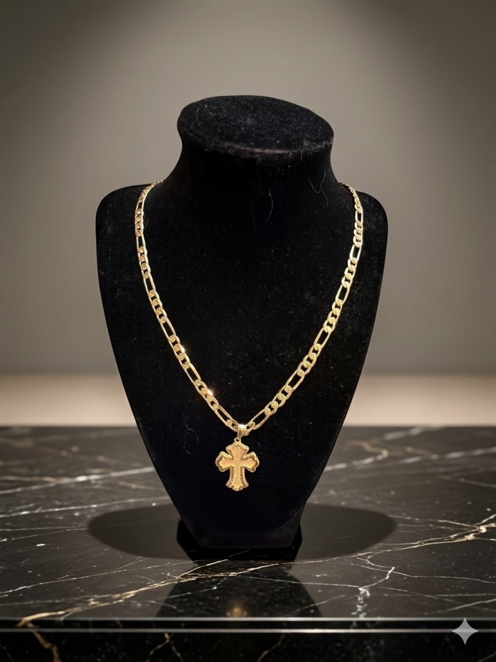 14K gold plated chain with cross pendant